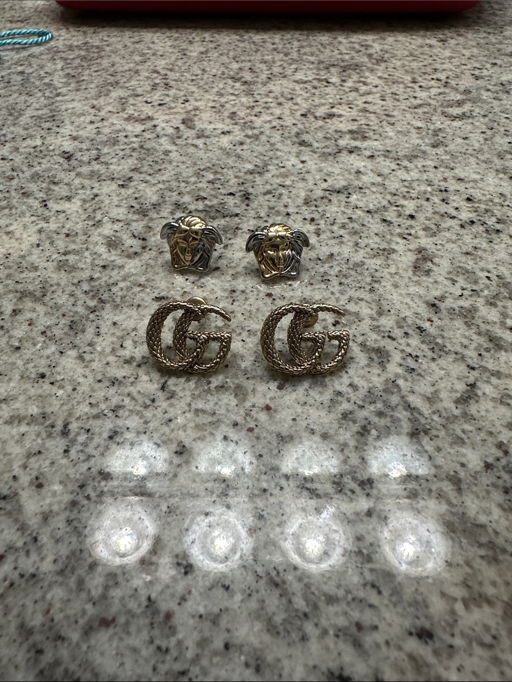 EUC Versace two tone & Gucci snake print earrings bundle